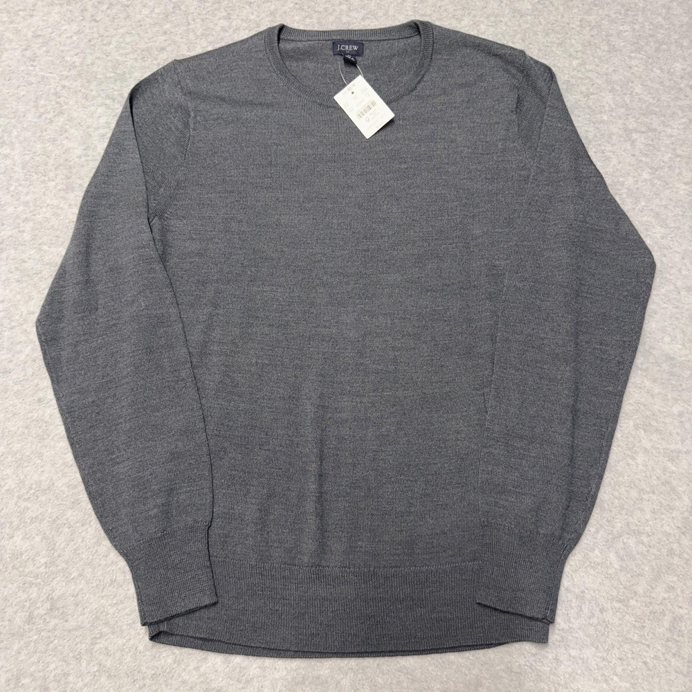 J. Crew Sweater Mens Medium Gray Merino Wool Acrylic Knit Crewneck Pullover
